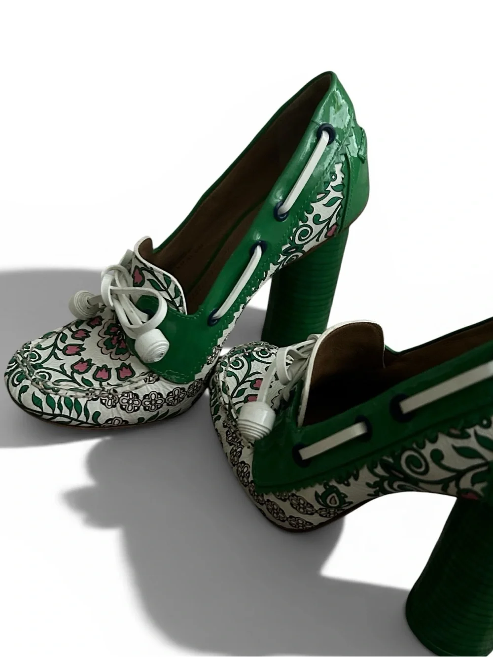 Tory Burch Garden Party Fisher Loafer Pump Kelly Green Floral Size 5.5